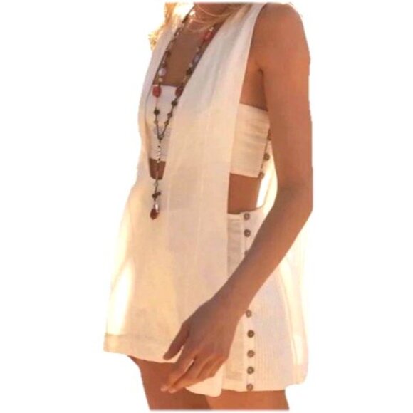 Free People Tops - Free People Ivory Strapless Tube Top L Bandeau Boho Cottagecore Festival Coastal